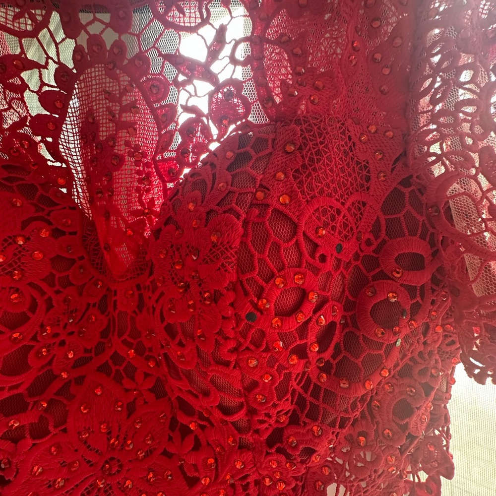 Jovani Red Knee-Length Pencil Skirt Set for Cocktail - Picture 3 of 6